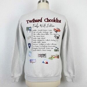 Twilight Forks WA Graphic Sweatshirt Small Light Gray Twihard Checklist‎ SPOTS